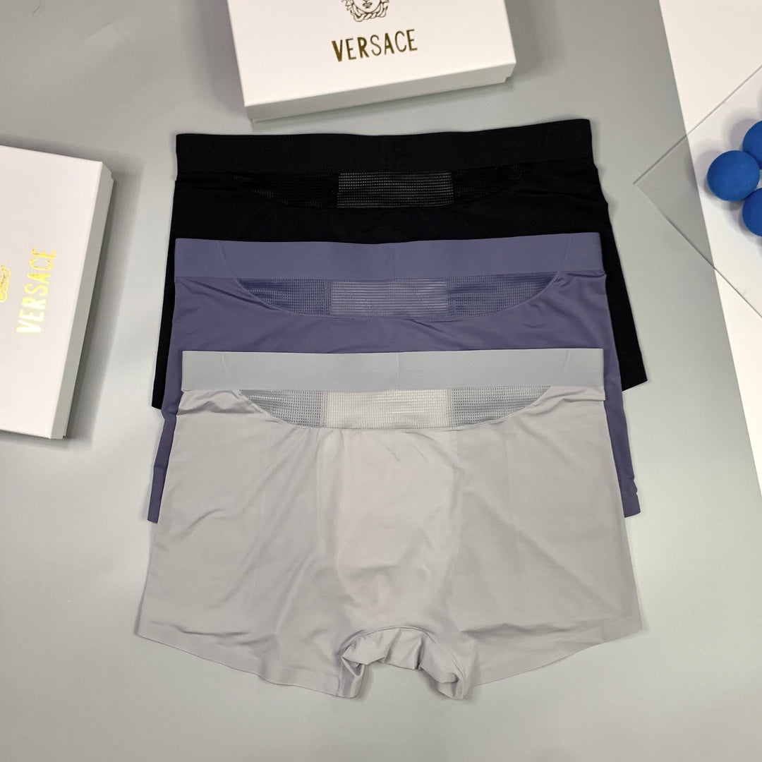 Versace Purple Black Gold Round Leg Patch Boxer Briefs, image 4