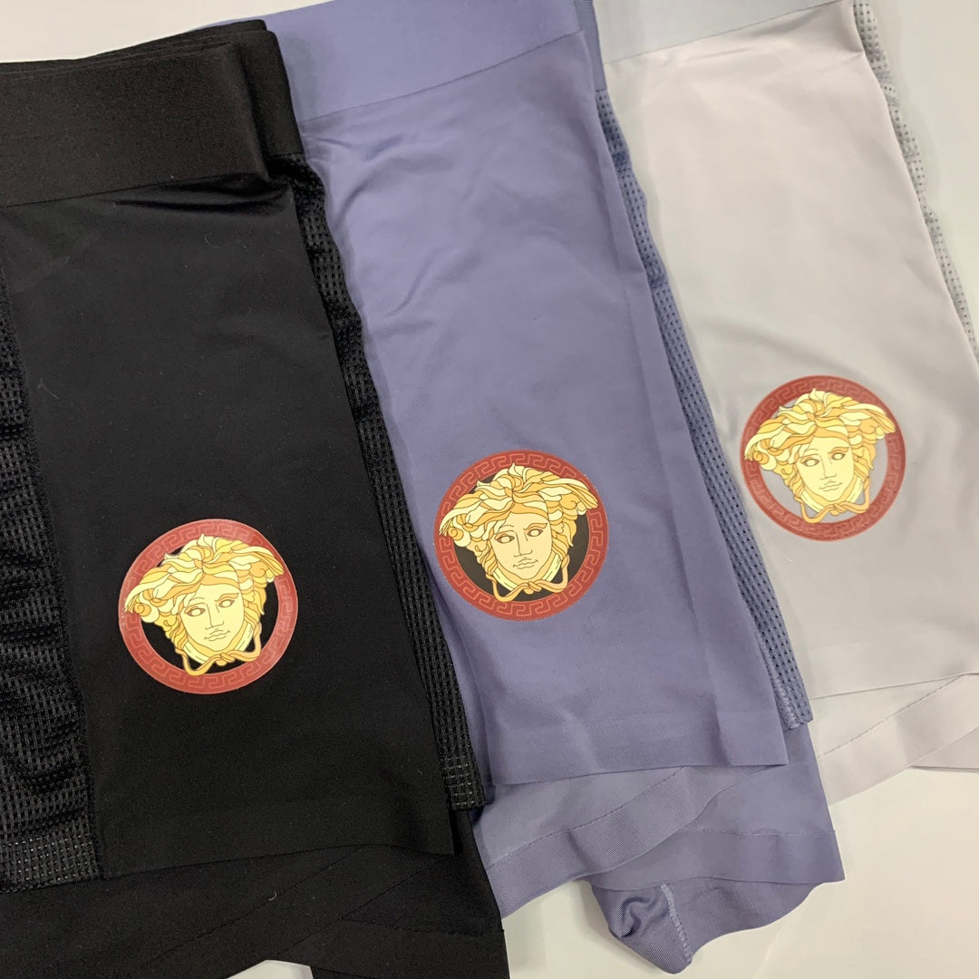 Versace Purple Black Gold Round Leg Patch Boxer Briefs, image 8