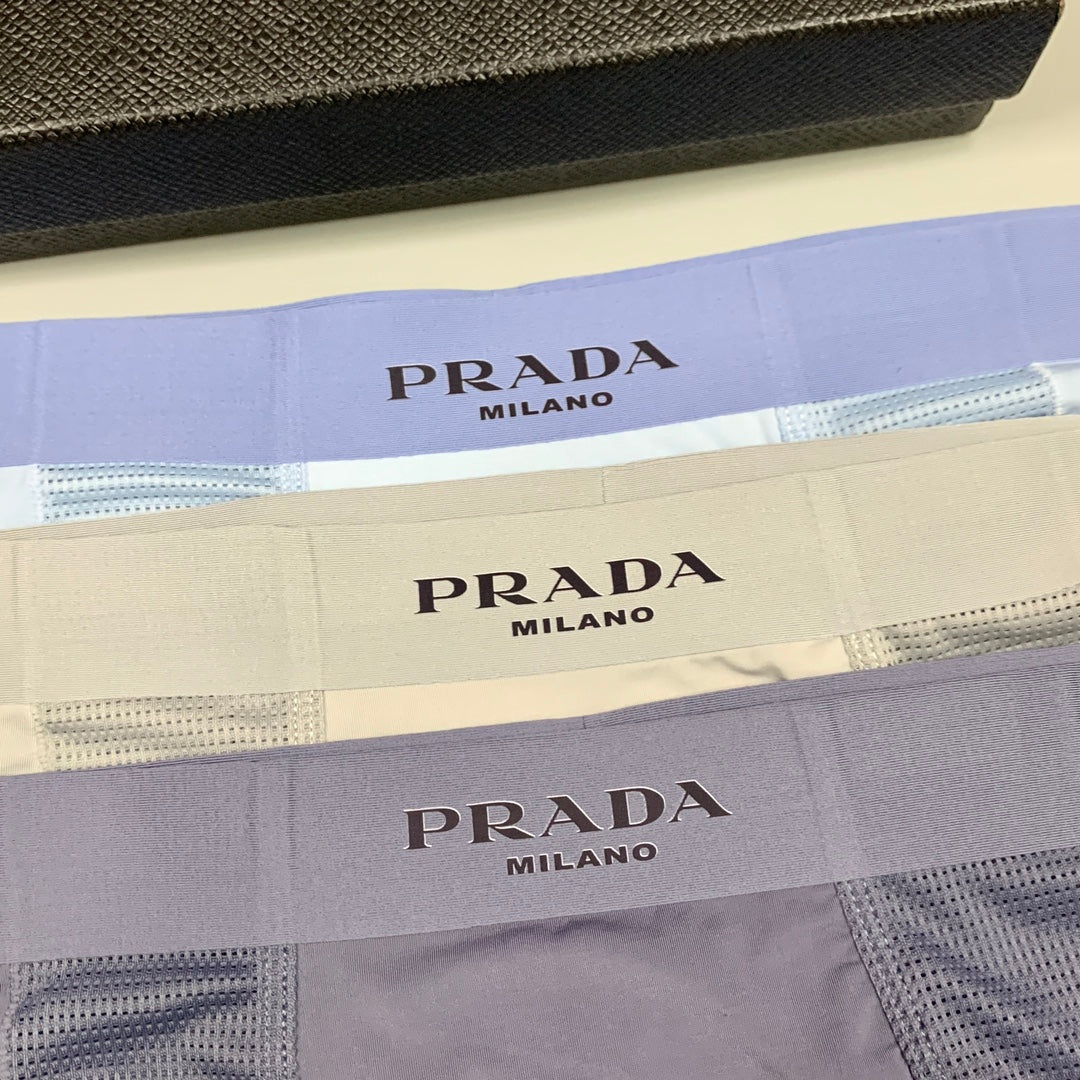 Prada Light Blue Beige Grey Small Waist Text Boxer Briefs, image 9