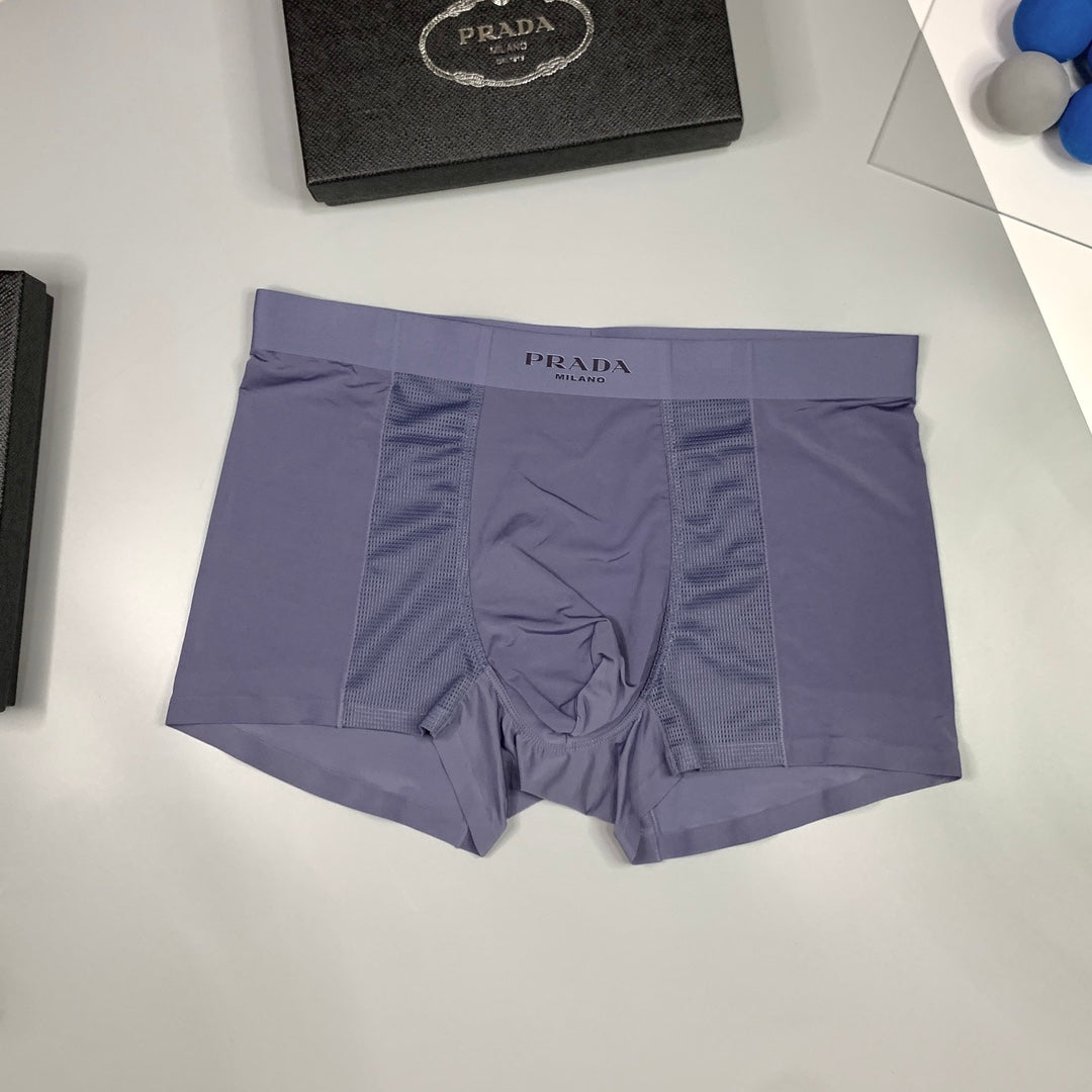 Prada Light Blue Beige Grey Small Waist Text Boxer Briefs, image 3
