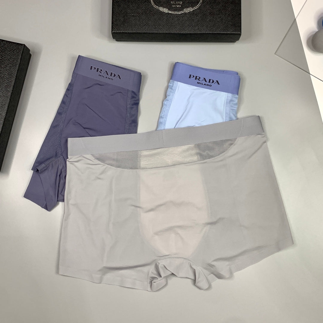 Prada Light Blue Beige Grey Small Waist Text Boxer Briefs, image 8