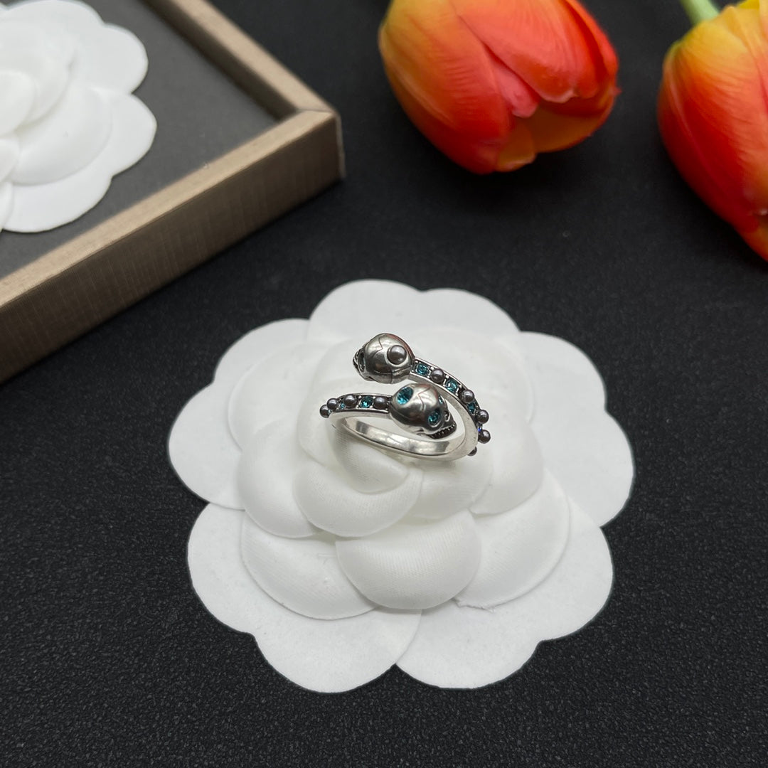 Alexander McQueen Sculpted Snake ring in Silver Tone, main view