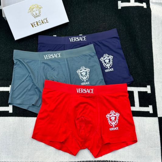 Versace Red Grey Navy Small Chest Motifs Boxer Briefs, image 1