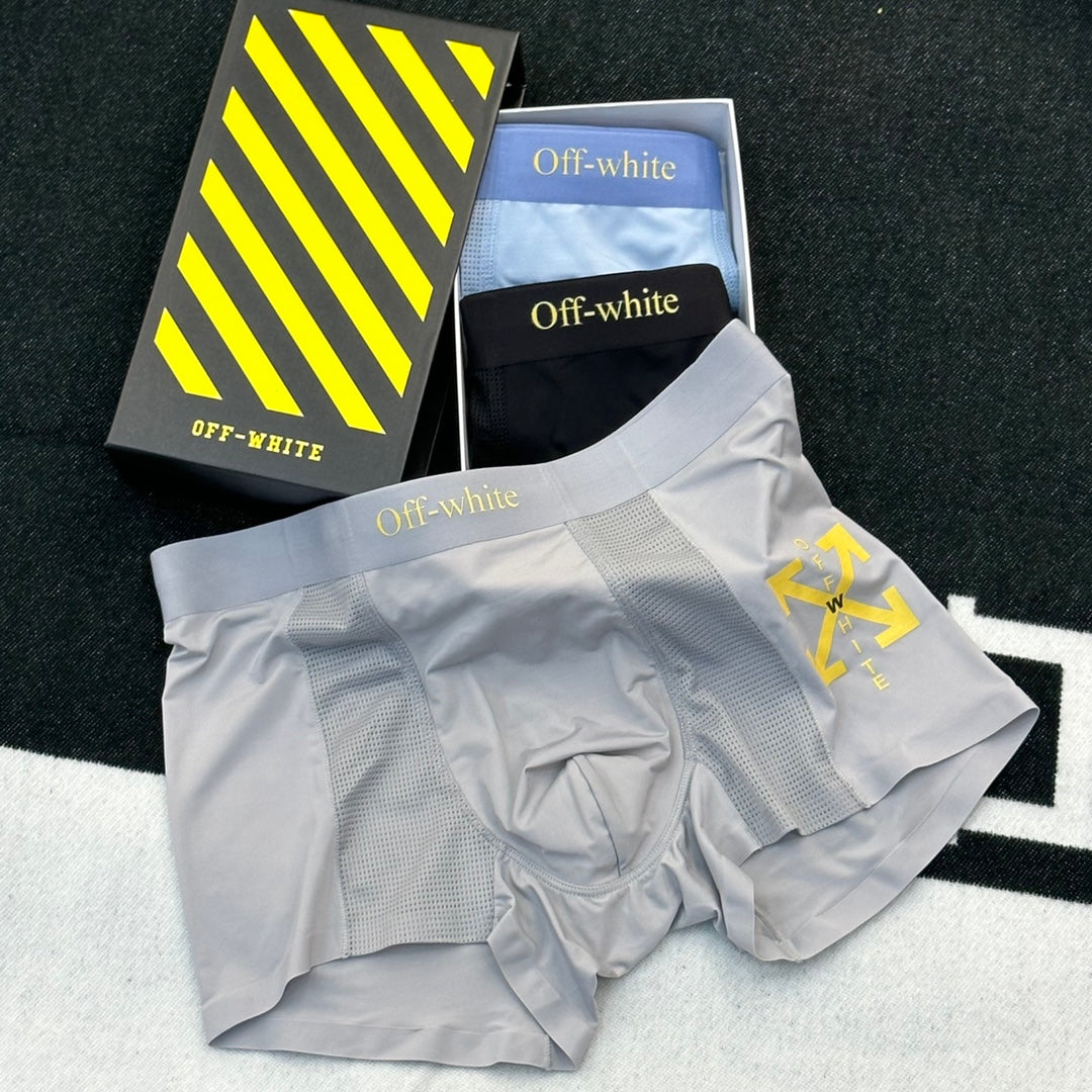 Off-White Grey Yellow Arrow Patch Waist Boxer Briefs, image 1