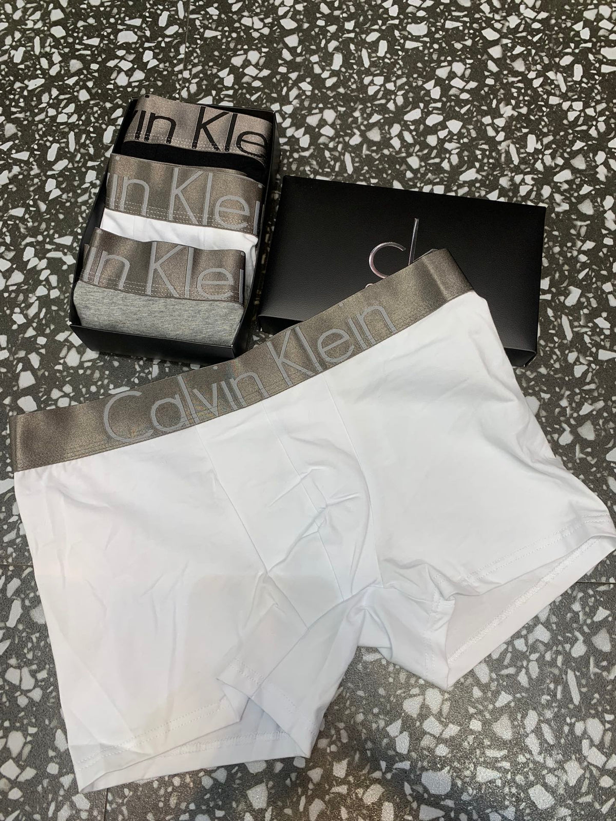 Calvin Klein Black Silver Waistband Layers Boxer Briefs, image 2