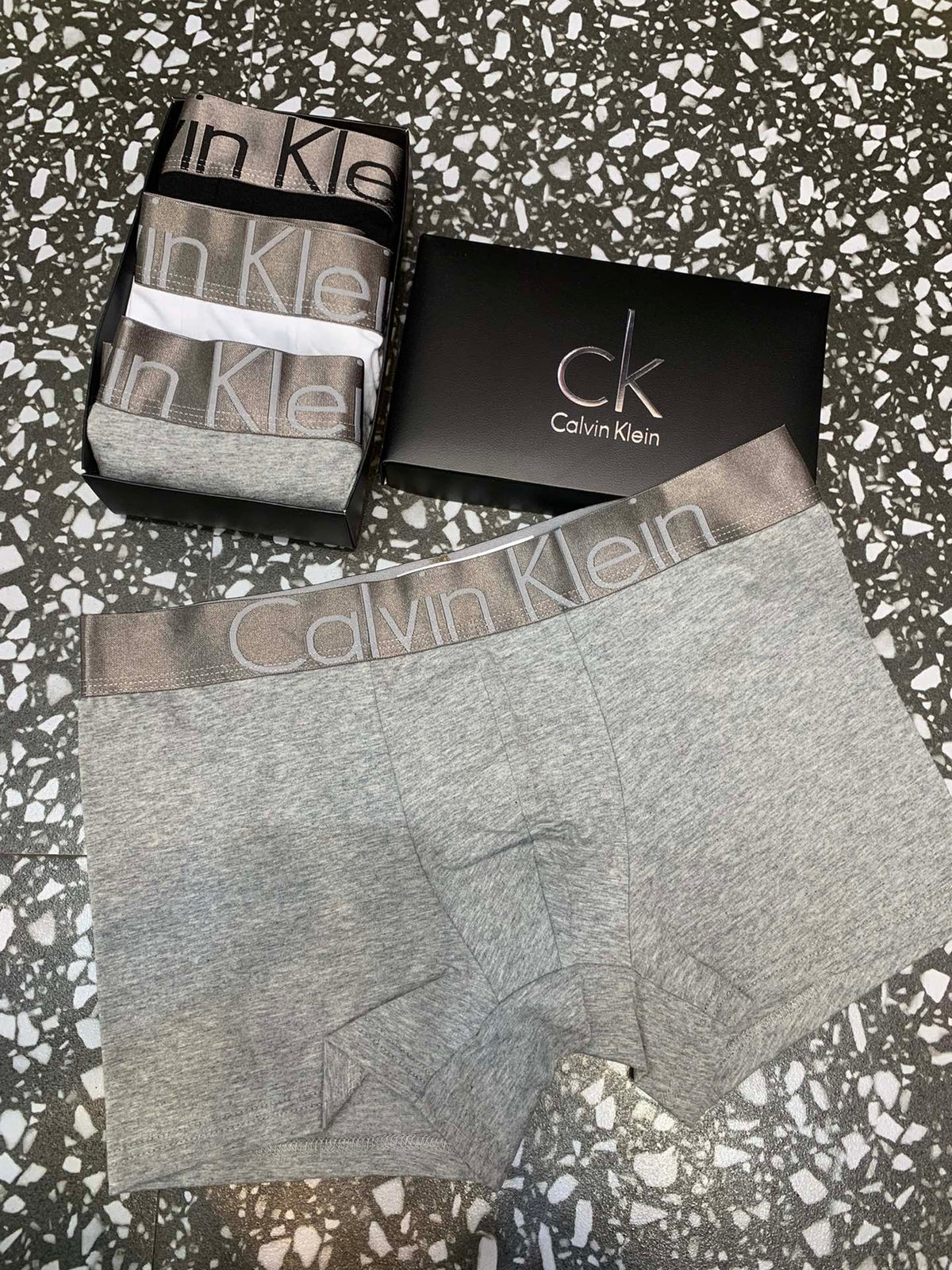 Calvin Klein Black Silver Waistband Layers Boxer Briefs, image 5