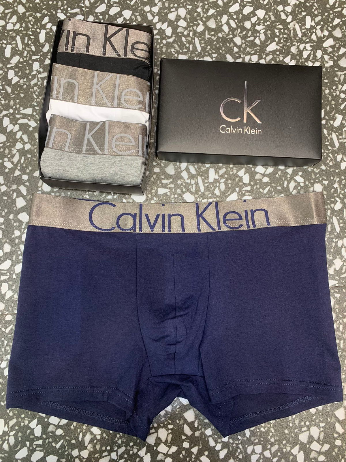 Calvin Klein Black Silver Waistband Layers Boxer Briefs, image 4