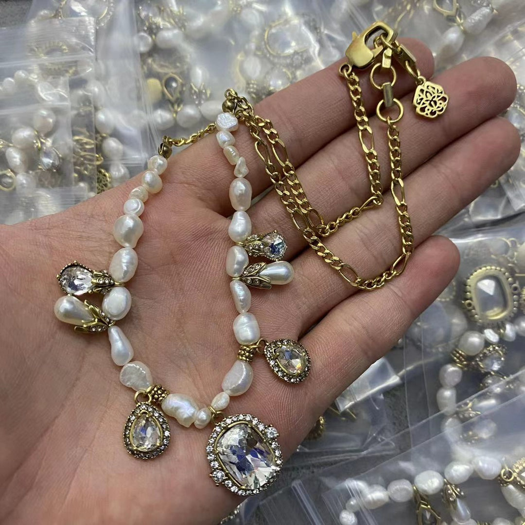 Alexander McQueen Pearl Medallion Charm necklace in Two-Tone, main view