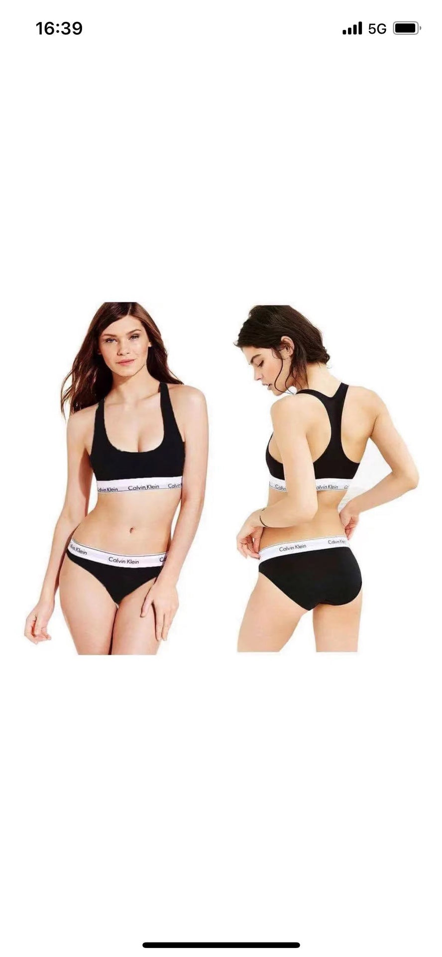 Calvin Klein Black White Bralette Model Set Bralette and Brief Set, image 1