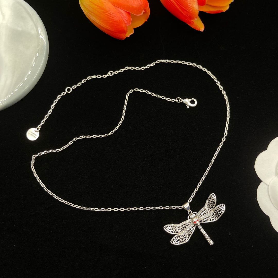 Alexander McQueen Dragonfly Pendant necklace in Silver Tone, detail view 3
