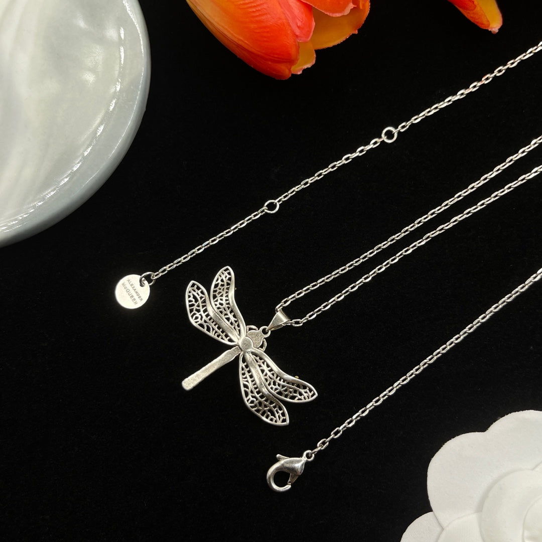 Alexander McQueen Dragonfly Pendant necklace in Silver Tone, detail view 6