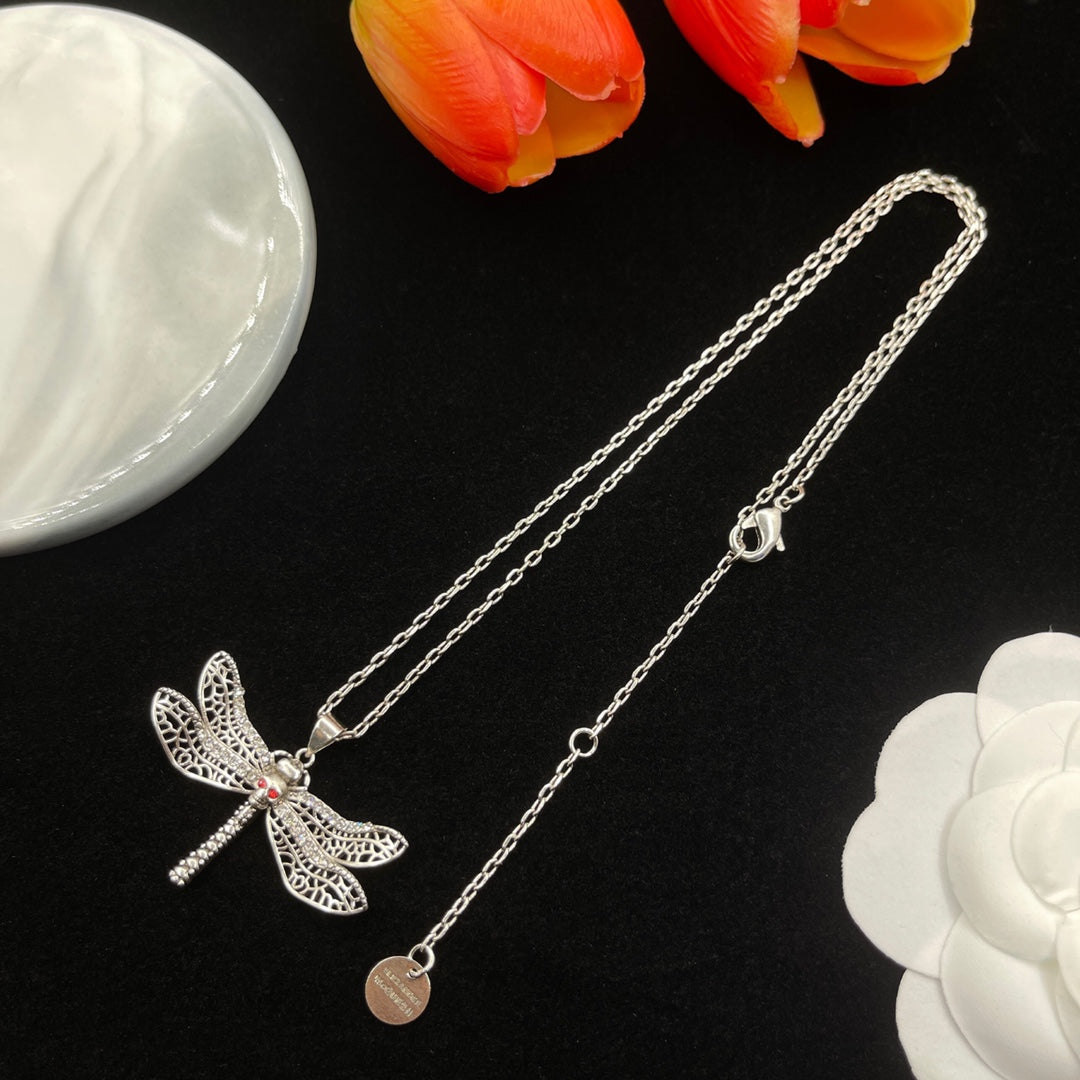 Alexander McQueen Dragonfly Pendant necklace in Silver Tone, main view