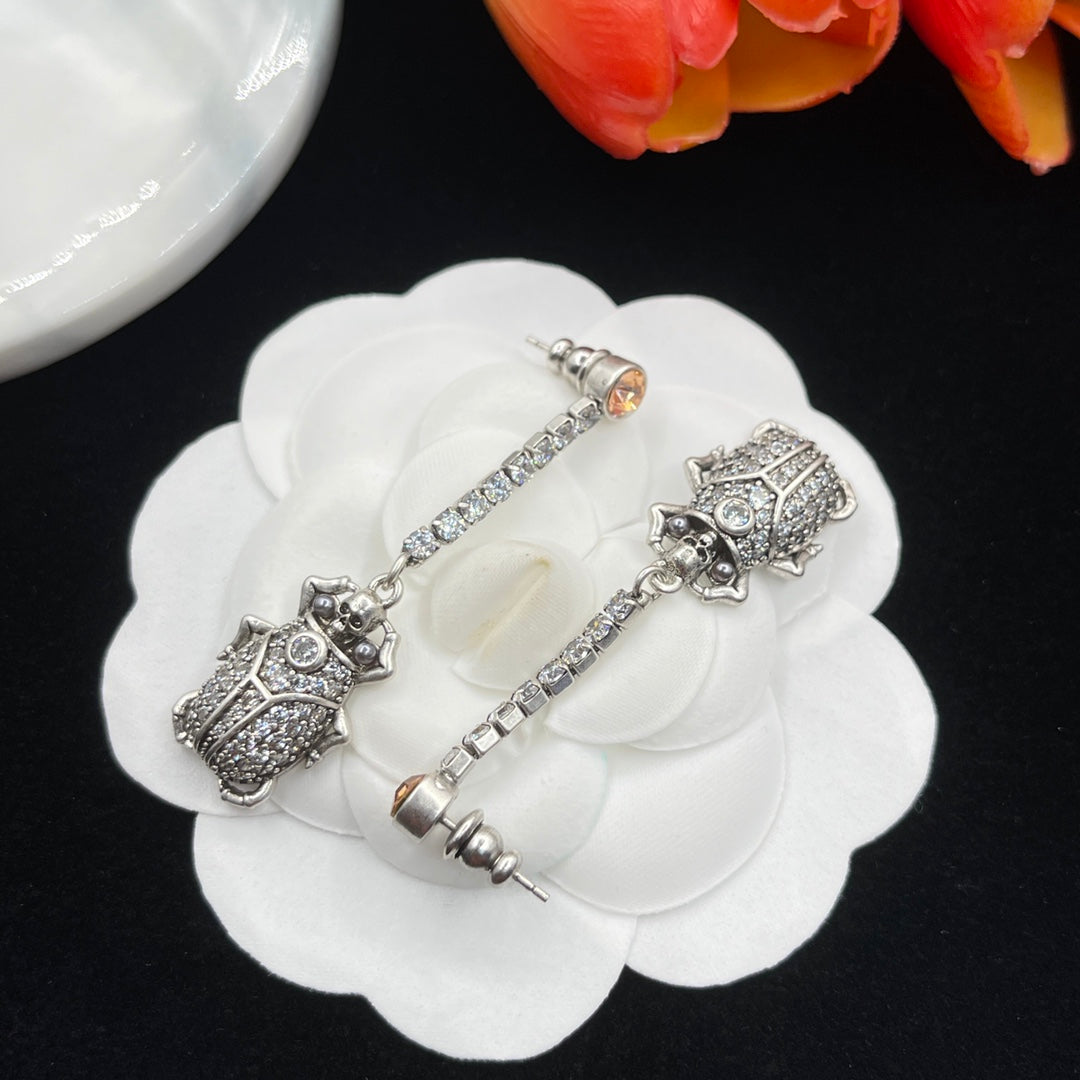 Alexander McQueen Filigree Insect Drop earrings in Silver Tone, detail view 11