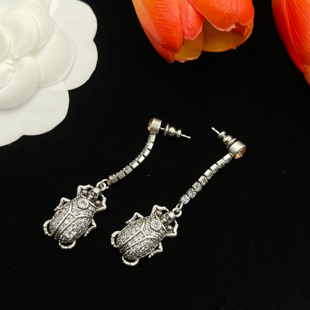 Alexander McQueen Filigree Insect Drop earrings in Silver Tone, detail view 9