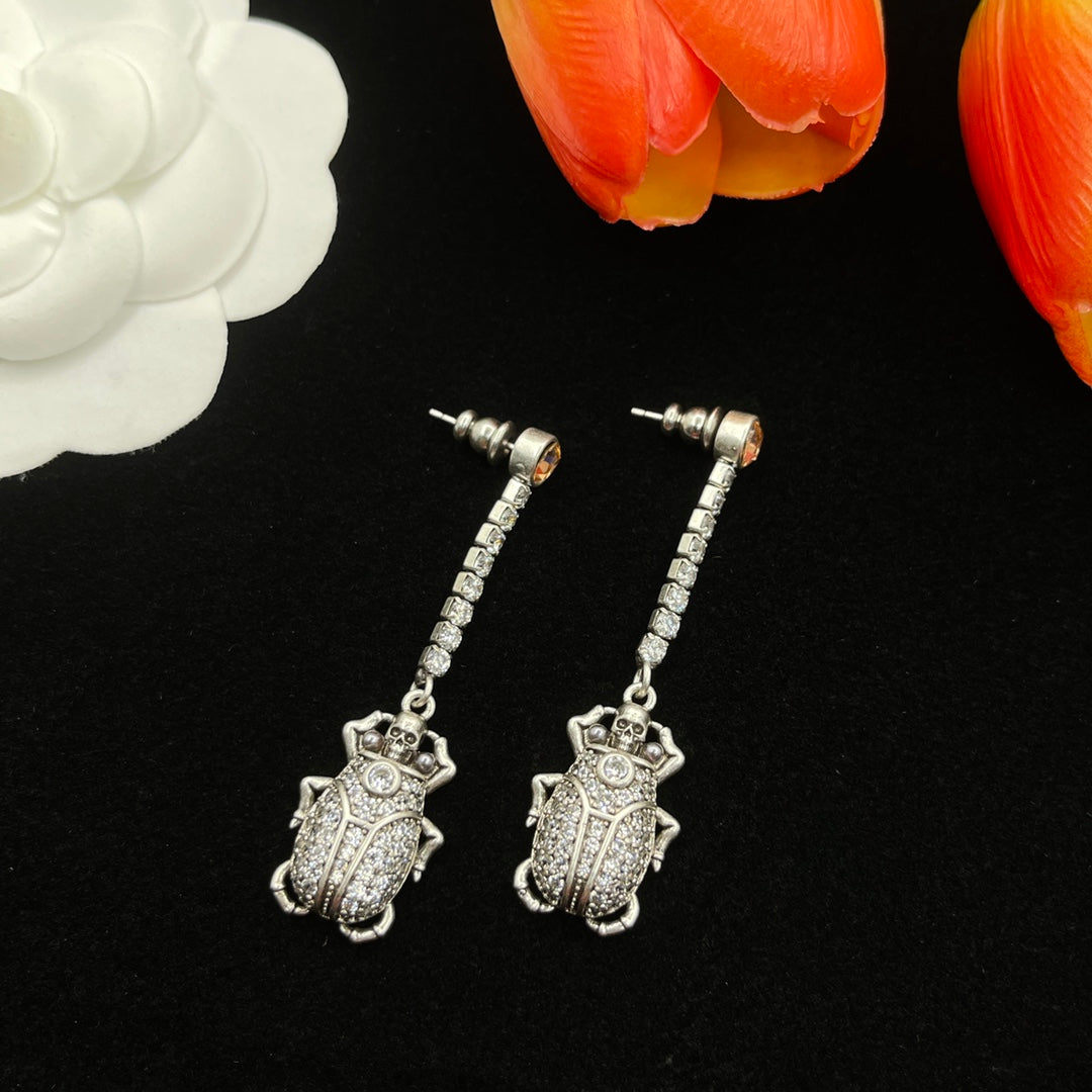 Alexander McQueen Filigree Insect Drop earrings in Silver Tone, detail view 8