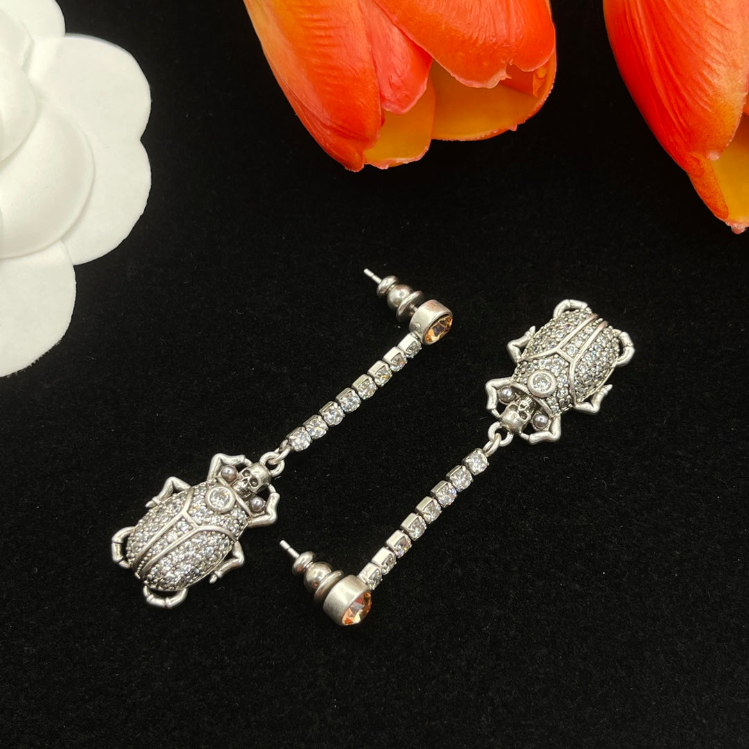 Alexander McQueen Filigree Insect Drop earrings in Silver Tone, detail view 10
