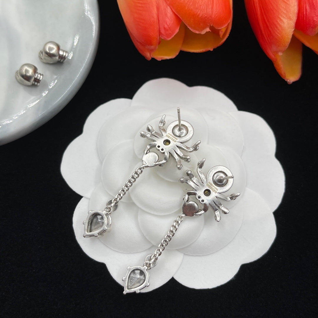 Alexander McQueen Bee Crystal Drop earrings in Silver Tone, detail view 6
