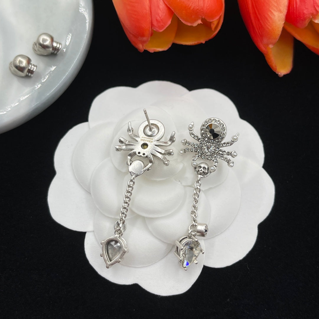 Alexander McQueen Bee Crystal Drop earrings in Silver Tone, detail view 5