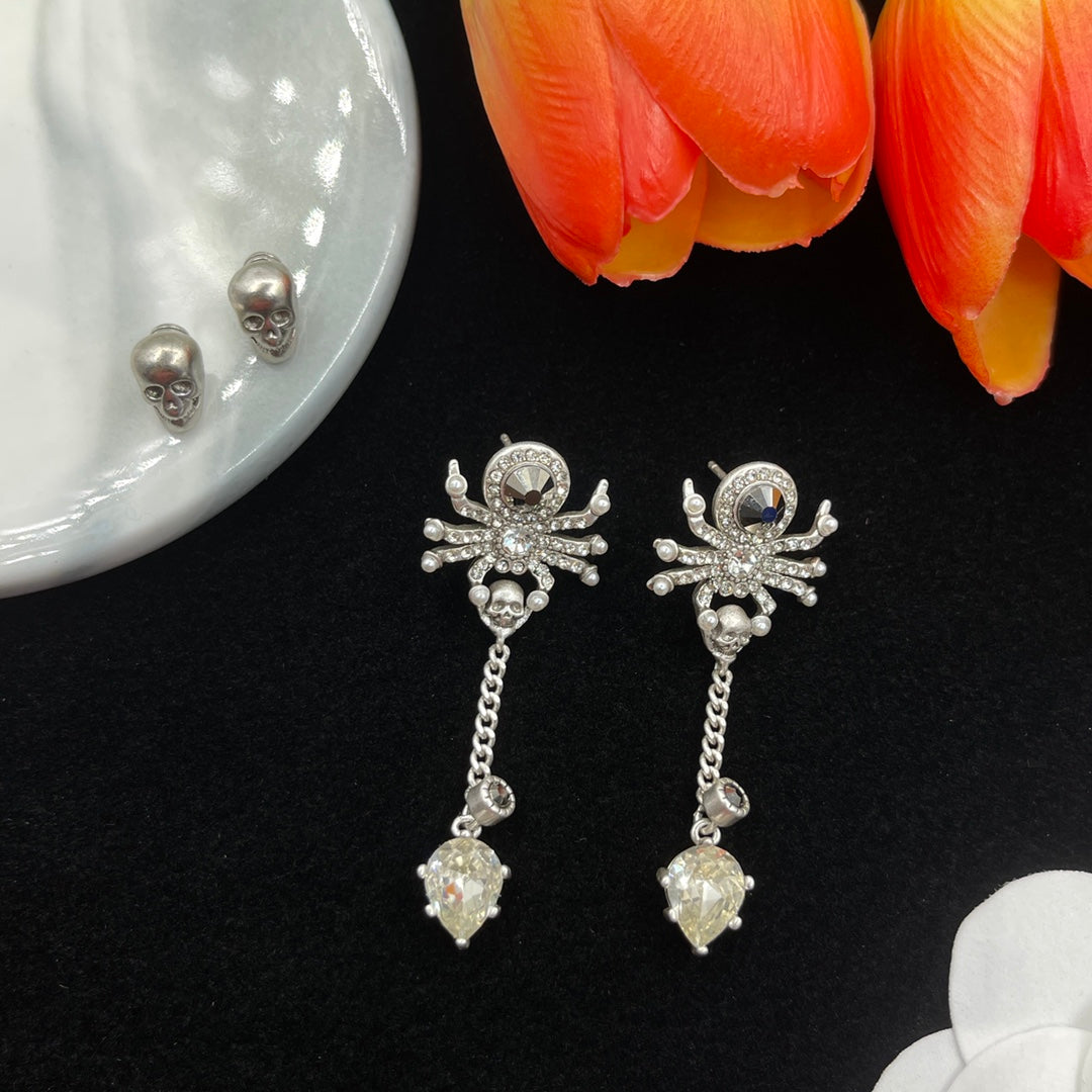 Alexander McQueen Bee Crystal Drop earrings in Silver Tone, main view