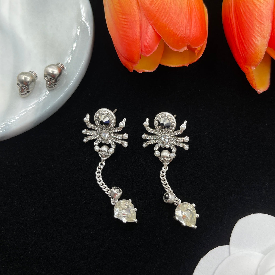 Alexander McQueen Bee Crystal Drop earrings in Silver Tone, detail view 3