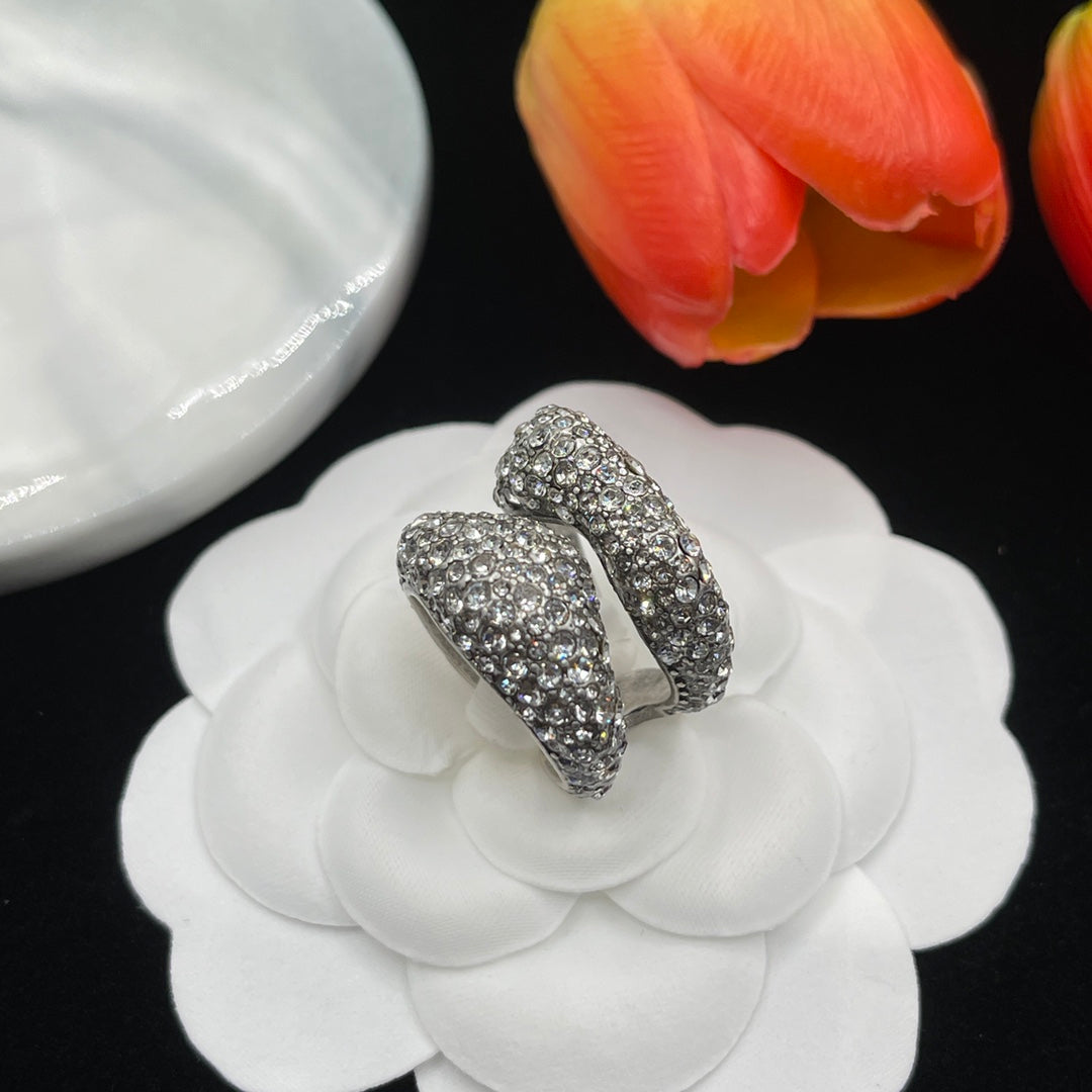 Alexander McQueen Pavé Sculpted Knot ring in Silver Tone, detail view 4