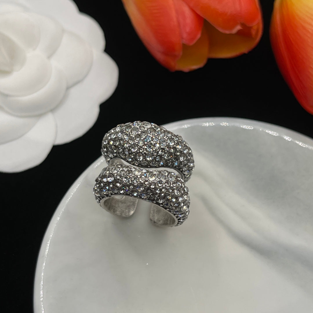 Alexander McQueen Pavé Sculpted Knot ring in Silver Tone, detail view 2