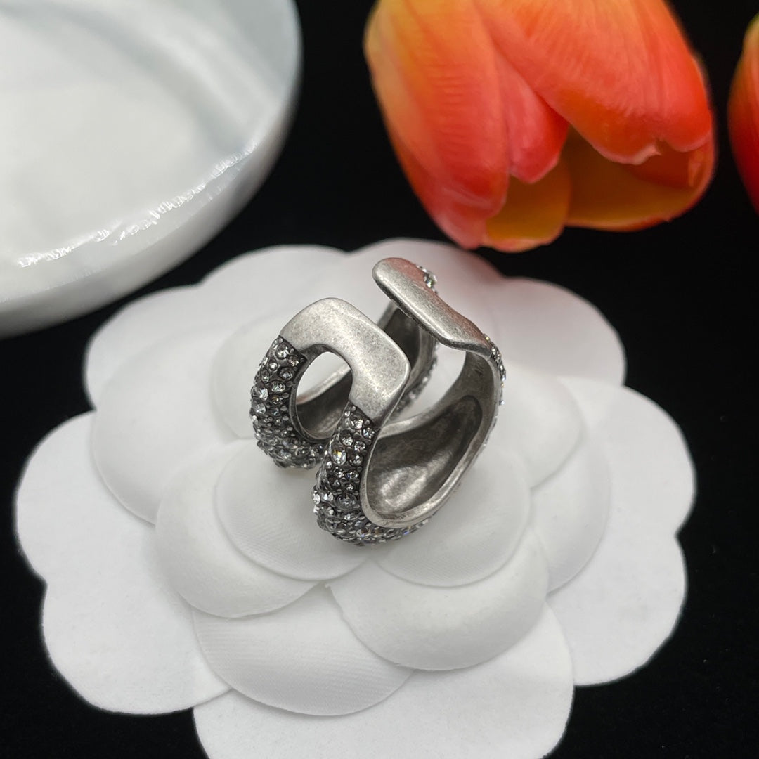 Alexander McQueen Pavé Sculpted Knot ring in Silver Tone, detail view 5