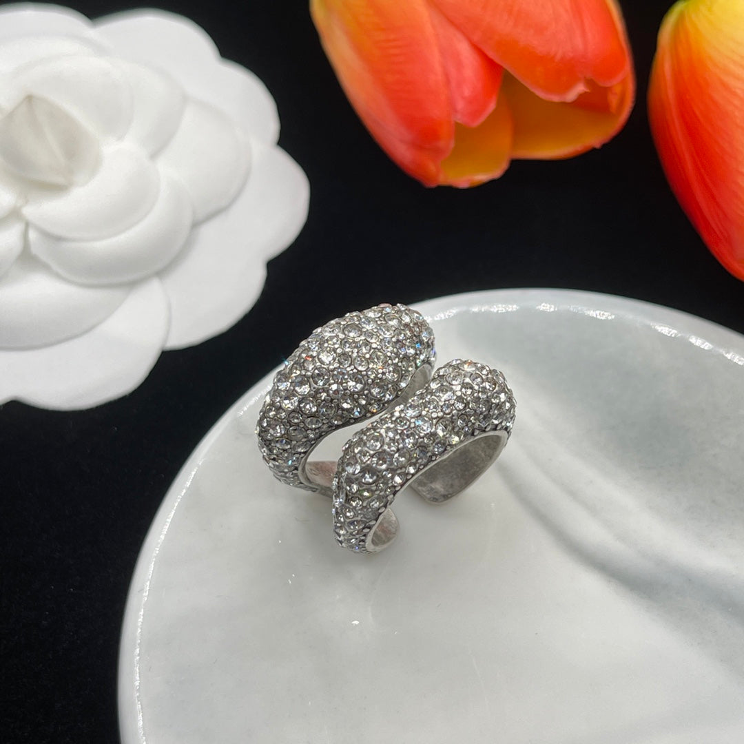 Alexander McQueen Pavé Sculpted Knot ring in Silver Tone, detail view 3