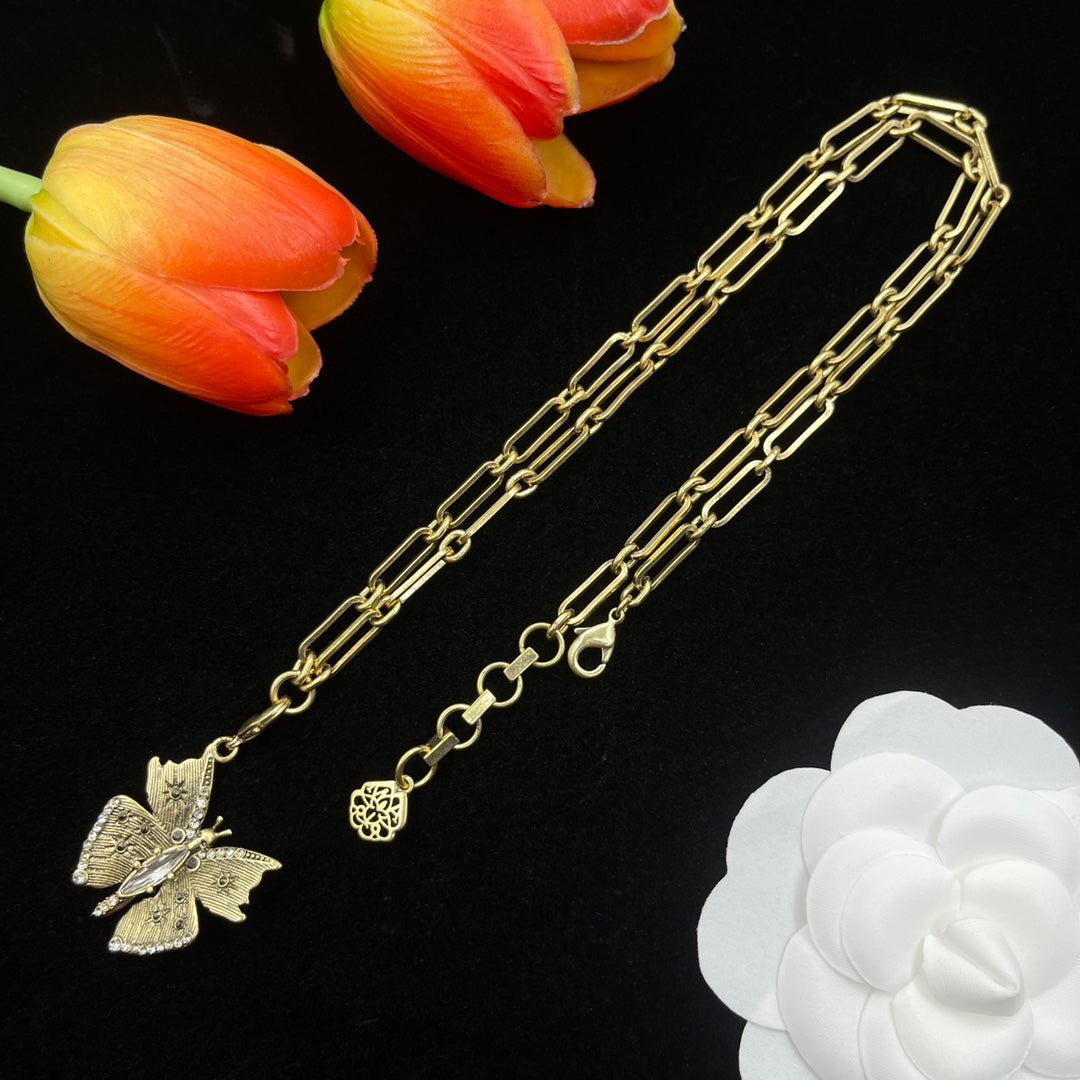 Alexander McQueen Butterfly Charm Chain necklace in Gold Tone, main view