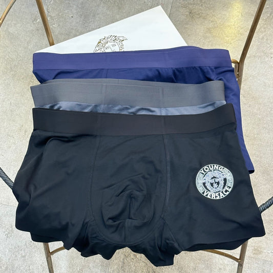 Versace Black Grey Navy Large White Round Face Boxer Briefs, image 1
