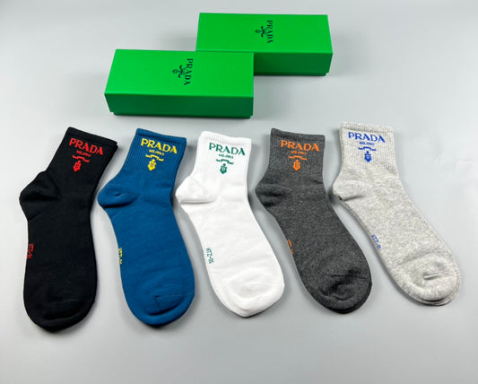 Prada Blue Grey White Small Triangle Ankle Socks, image 1