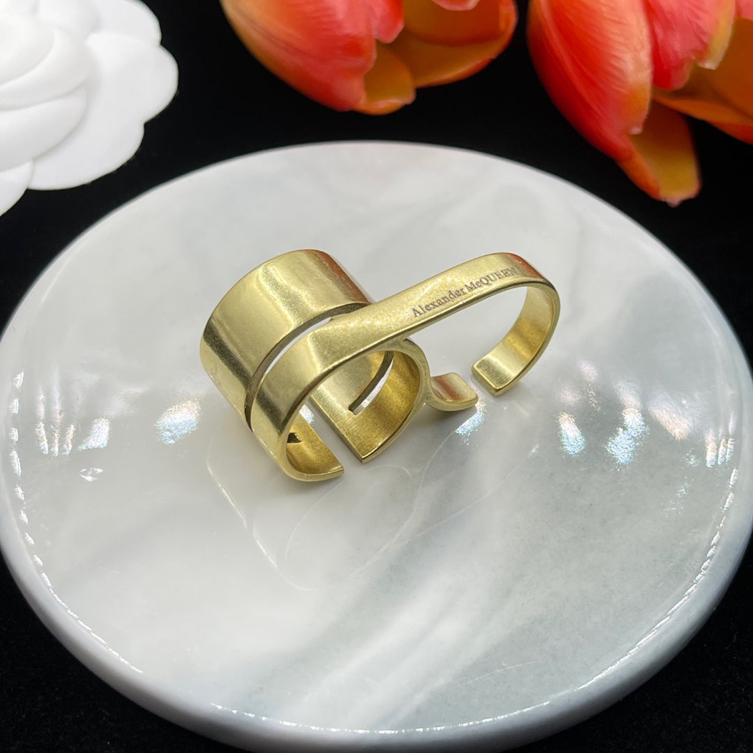 Alexander McQueen Sculpted Cross Band ring in Gold Tone, main view