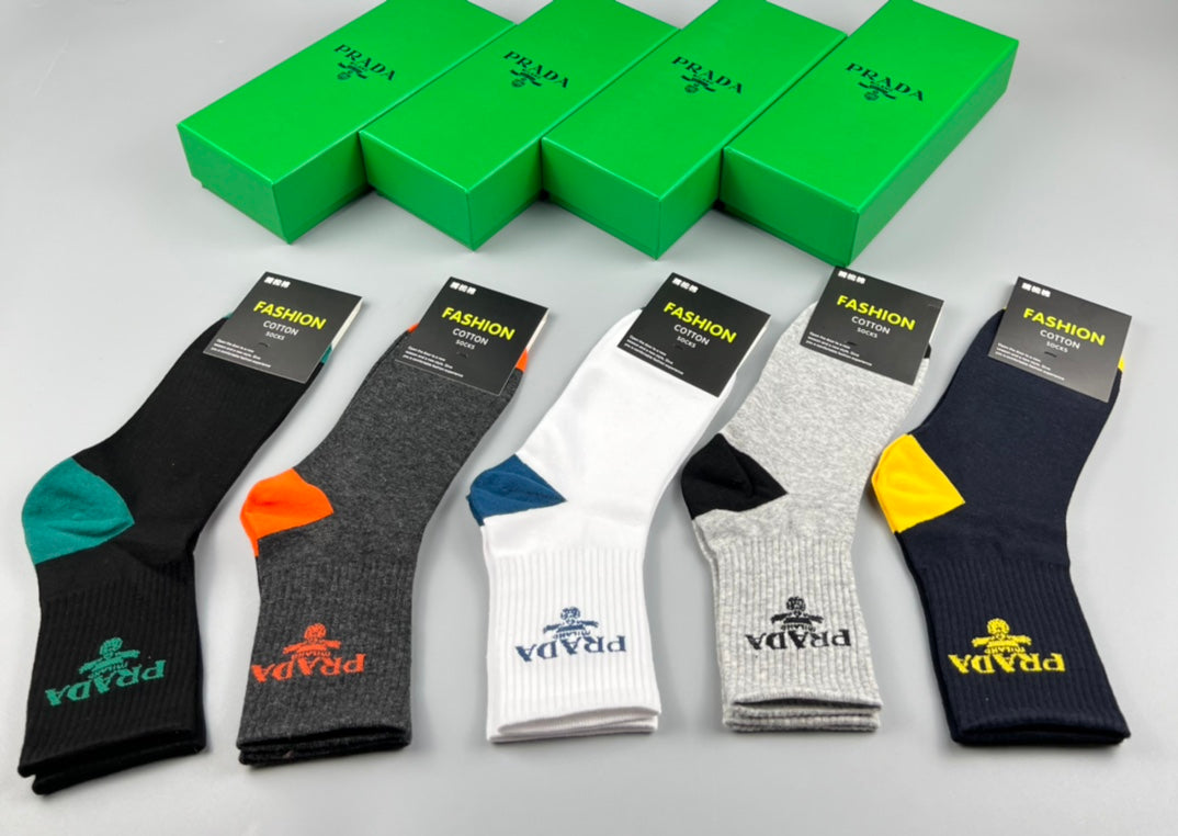 Prada Neutral Coloured Triangle Detail Ankle Socks, image 3