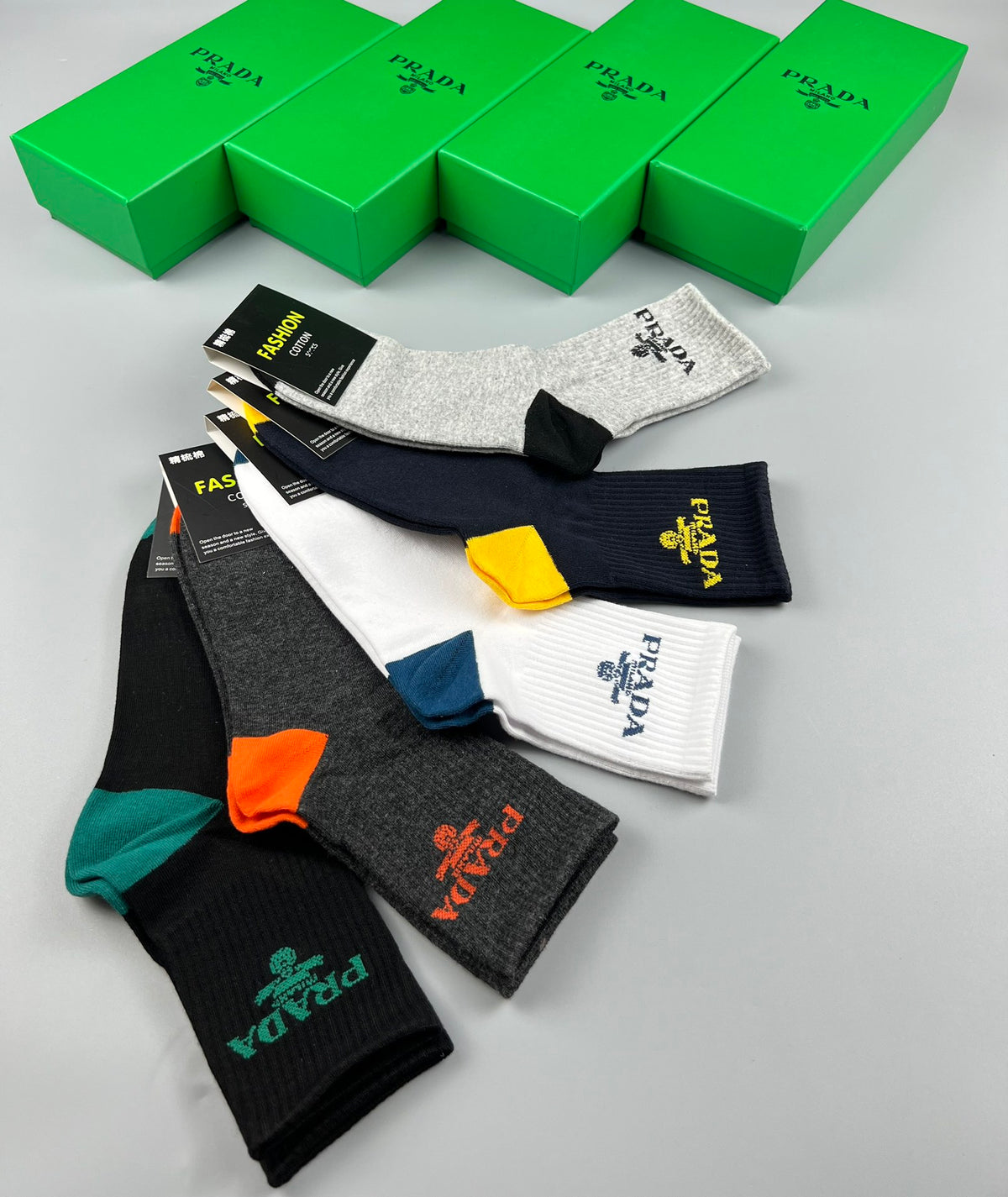 Prada Neutral Coloured Triangle Detail Ankle Socks, image 8