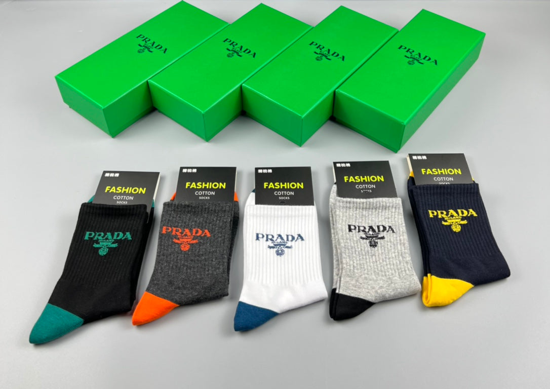 Prada Neutral Coloured Triangle Detail Ankle Socks, image 6