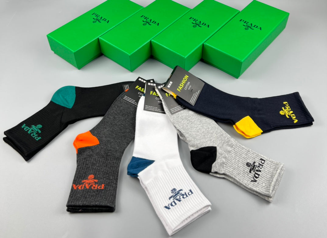 Prada Neutral Coloured Triangle Detail Ankle Socks, image 2