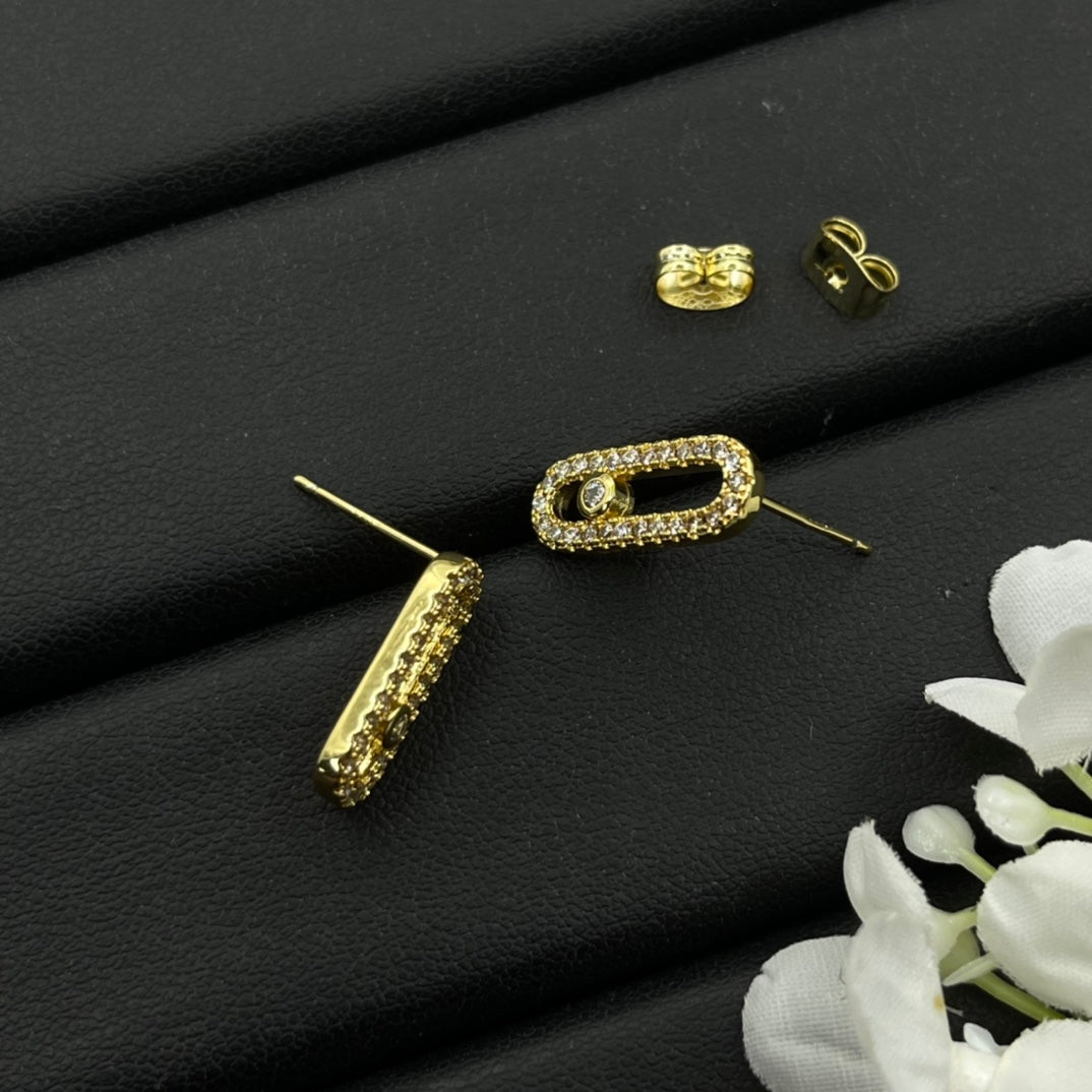 Messika Black Accent Link Stud earrings in Gold Tone, detail view 4