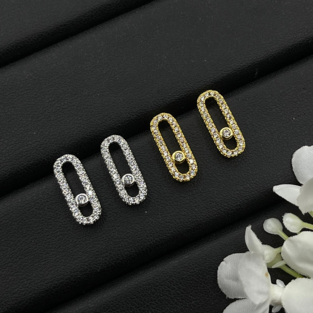 Messika Black Accent Link Stud earrings in Gold Tone, detail view 7