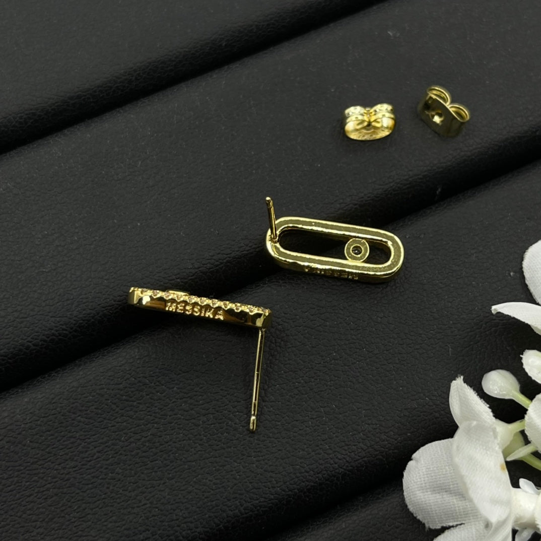 Messika Black Accent Link Stud earrings in Gold Tone, detail view 5