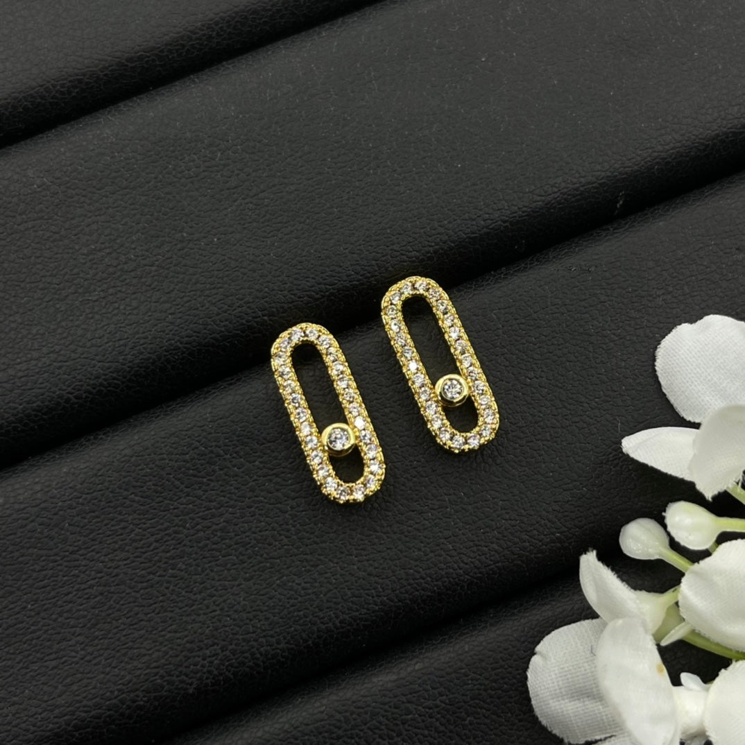 Messika Black Accent Link Stud earrings in Gold Tone, main view