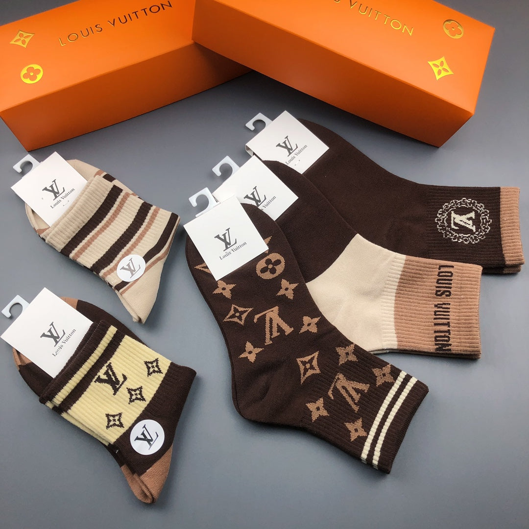 Louis Vuitton Earthy Broad Stripe Motif Mix Crew Socks, image 5