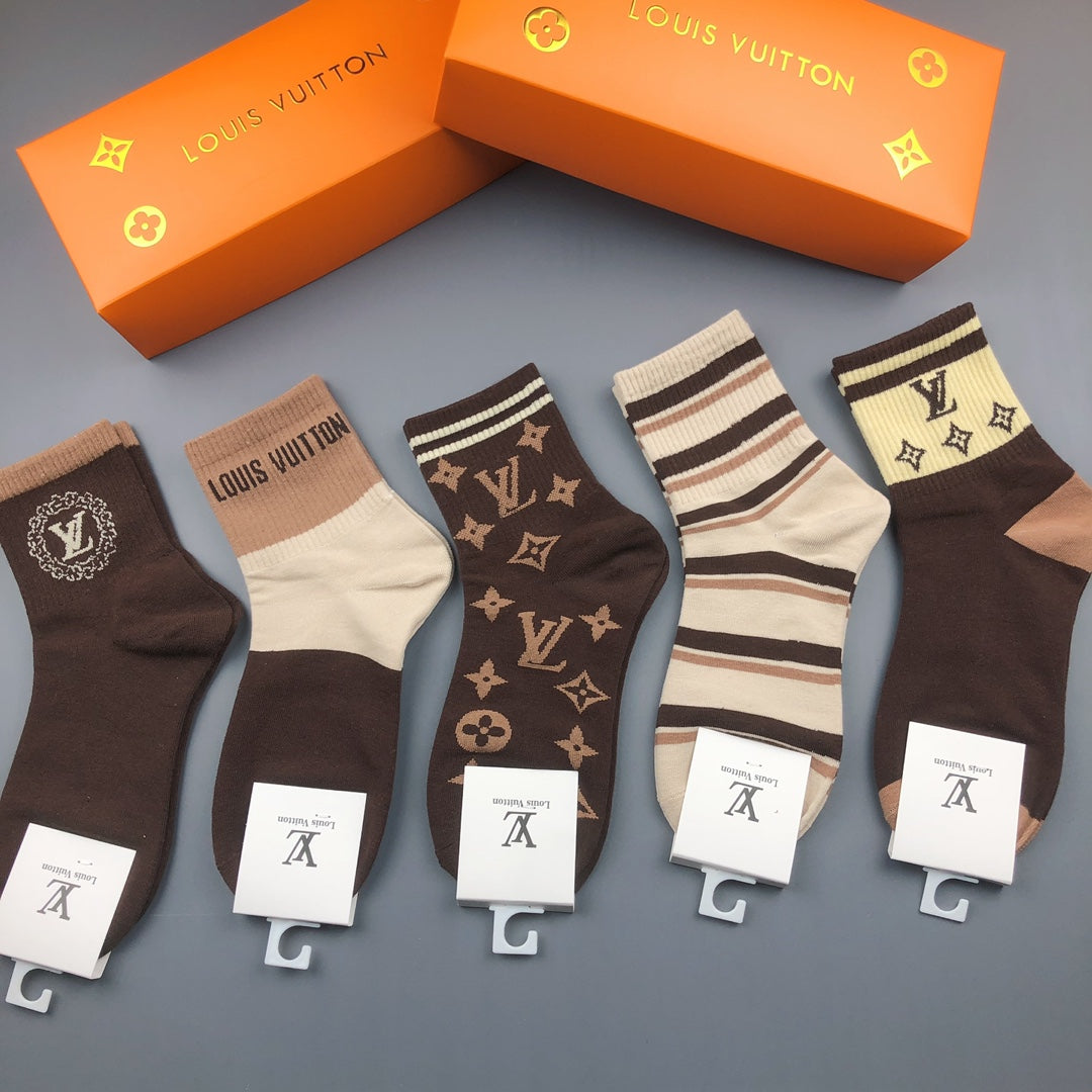 Louis Vuitton Earthy Broad Stripe Motif Mix Crew Socks, image 2