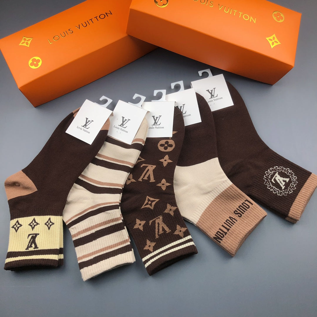 Louis Vuitton Earthy Broad Stripe Motif Mix Crew Socks, image 4