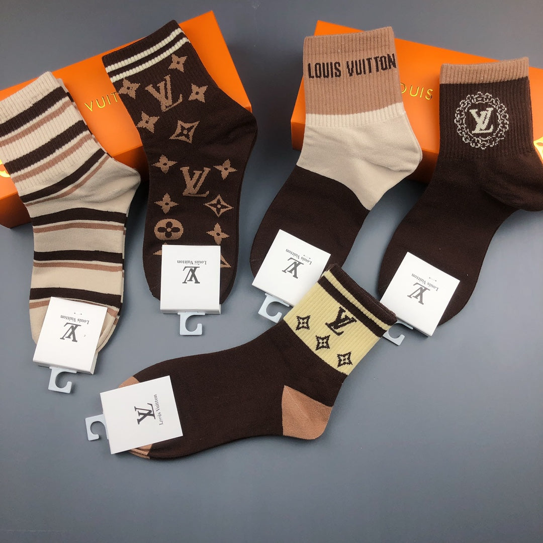 Louis Vuitton Earthy Broad Stripe Motif Mix Crew Socks, image 6