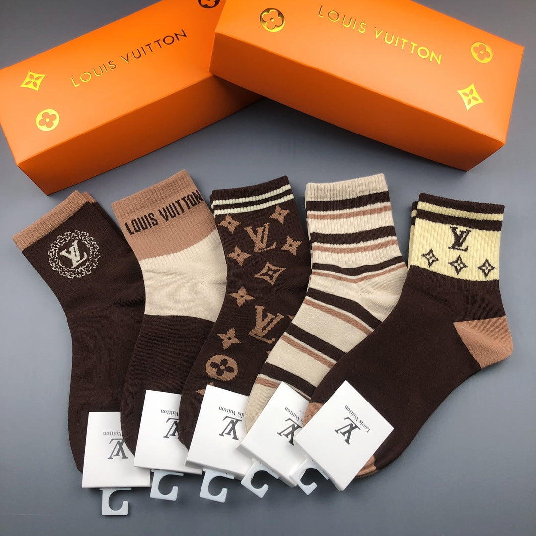 Louis Vuitton Earthy Broad Stripe Motif Mix Crew Socks, image 3