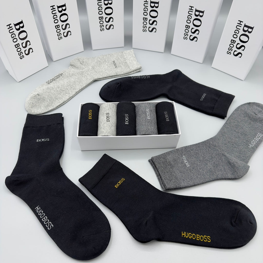 BOSS Black Grey Cream Small Foot Text No-Show Socks, image 6