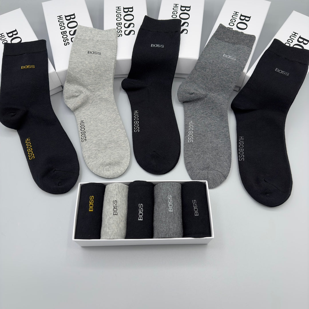BOSS Black Grey Cream Small Foot Text No-Show Socks, image 4