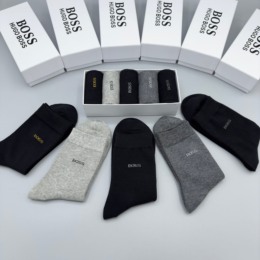 BOSS Black Grey Cream Small Foot Text No-Show Socks, image 9