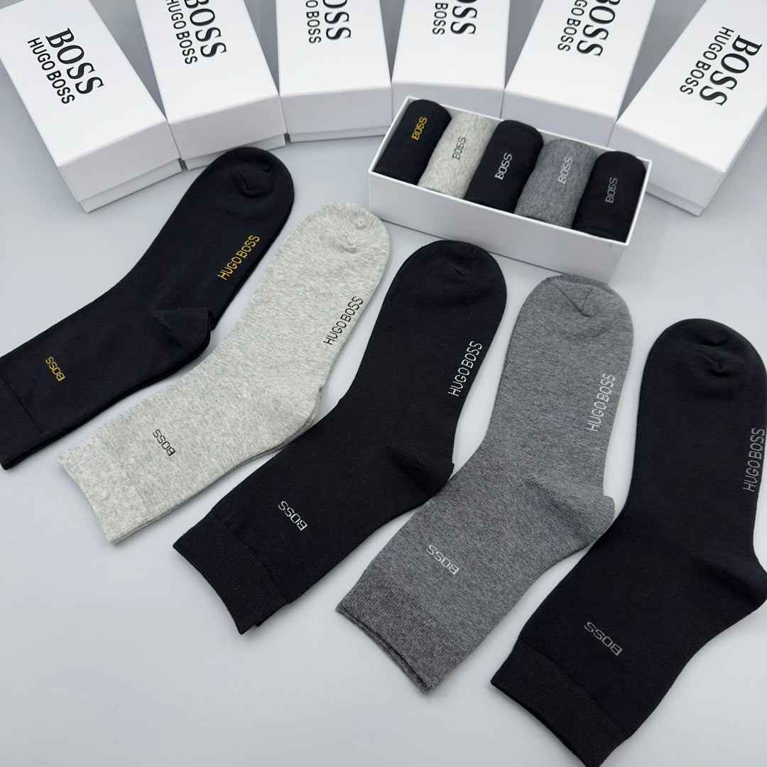 BOSS Black Grey Cream Small Foot Text No-Show Socks, image 8