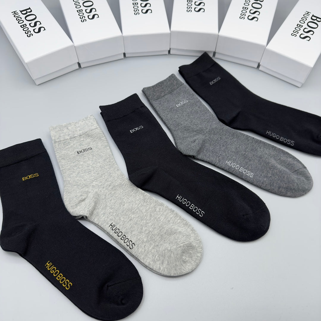 BOSS Black Grey Cream Small Foot Text No-Show Socks, image 7